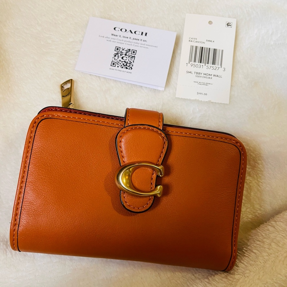 Coach Brown Leather Wallet with Gold Accent